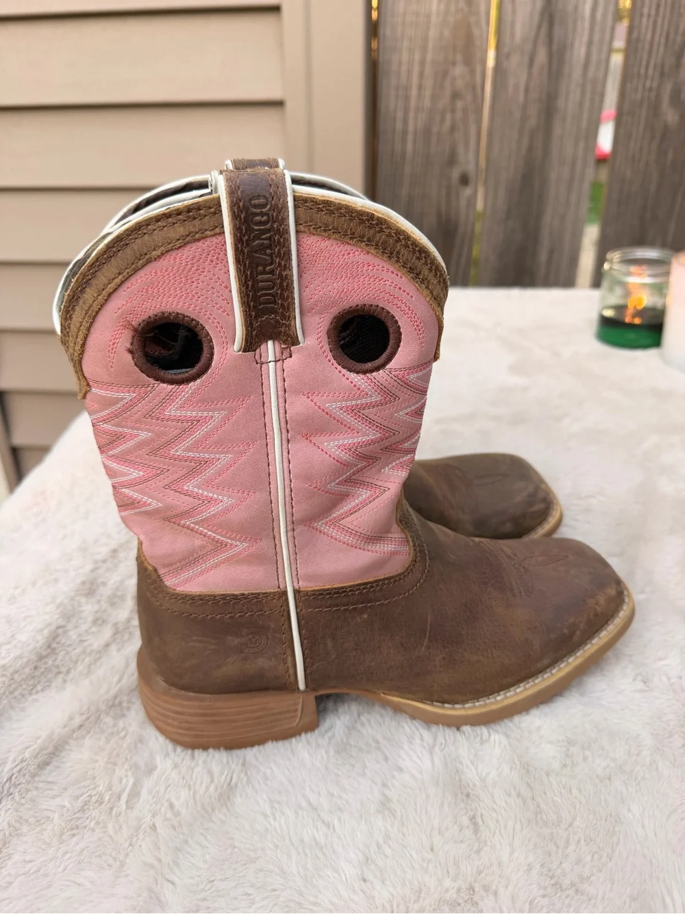 Durango Brown Leather Foot Pink Shaft Girls Western Boots size girls 3
